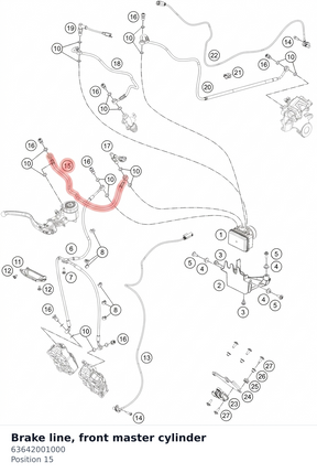 Diagram preview: Brake line, front master cylinder (63642001000)