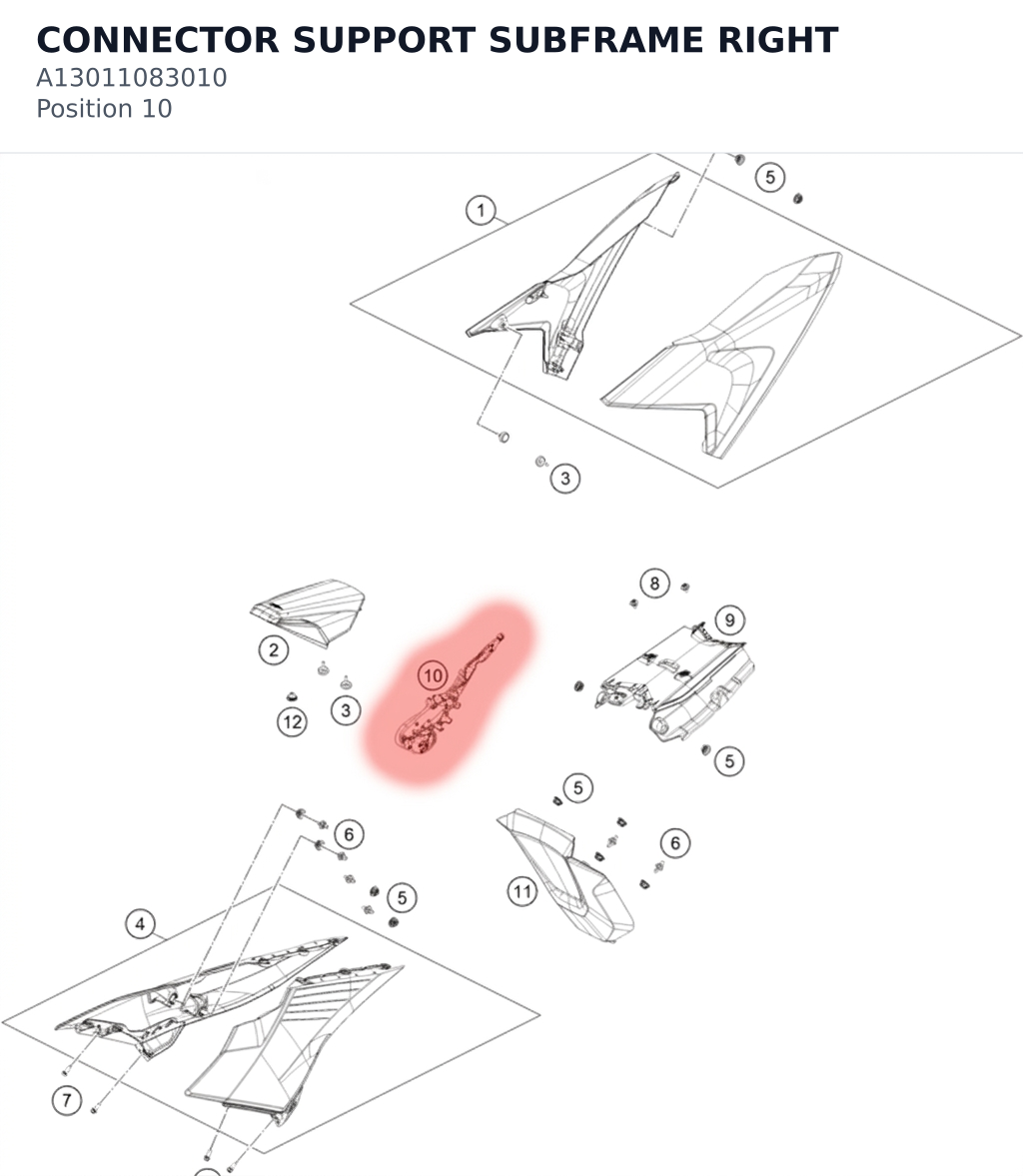 Diagram preview: CONNECTOR SUPPORT SUBFRAME RIGHT (A13011083010)