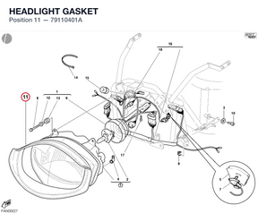HEADLIGHT GASKET 79110401A diagram position