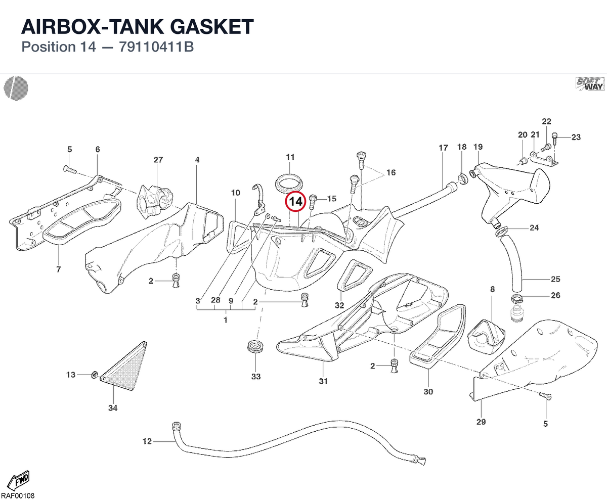 AIRBOX-TANK GASKET 79110411B diagram position