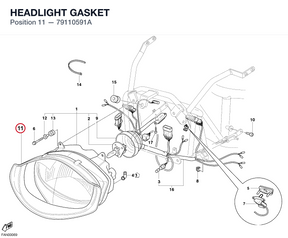 HEADLIGHT GASKET 79110591A diagram position
