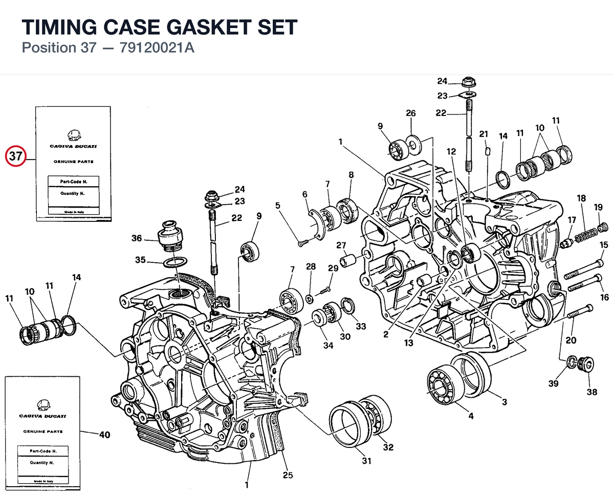 TIMING CASE GASKET SET 79120021A diagram position