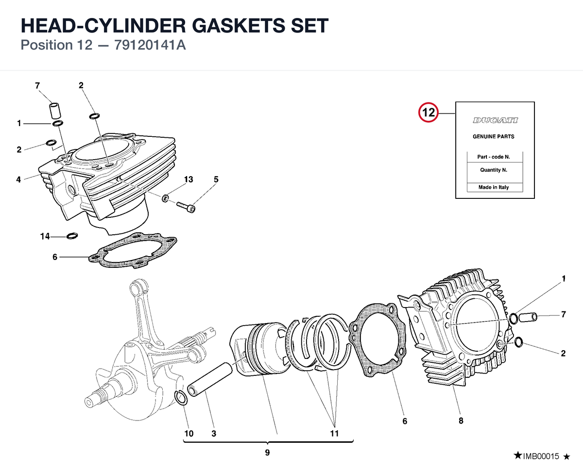 HEAD-CYLINDER GASKETS SET 79120141A diagram position
