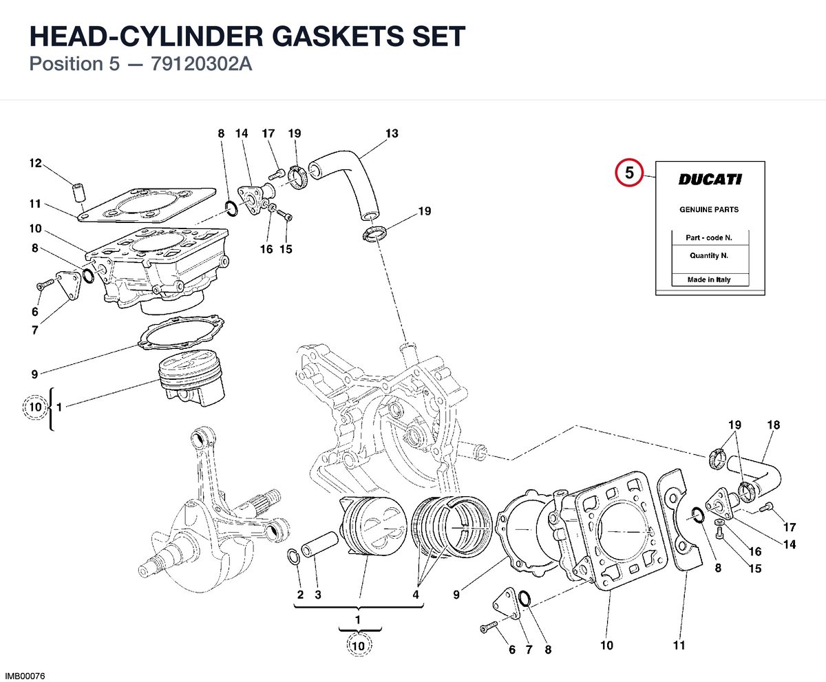 HEAD-CYLINDER GASKETS SET 79120302A diagram position