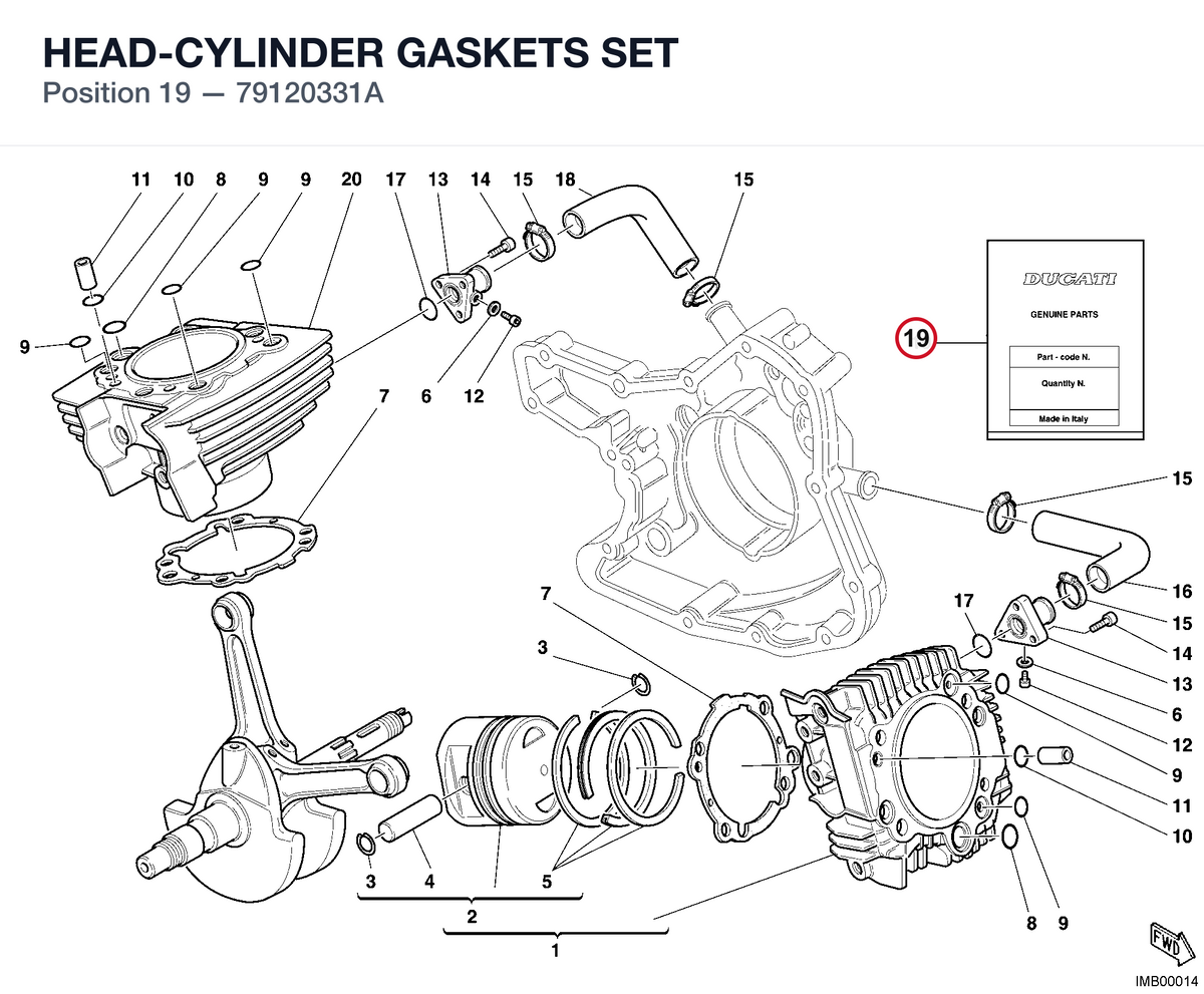 HEAD-CYLINDER GASKETS SET 79120331A diagram position