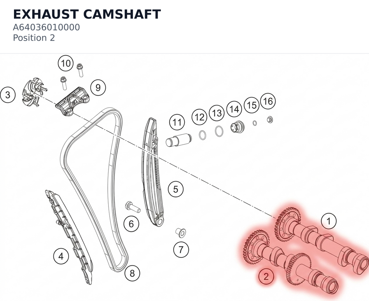 Diagram preview: EXHAUST CAMSHAFT (A64036010000)