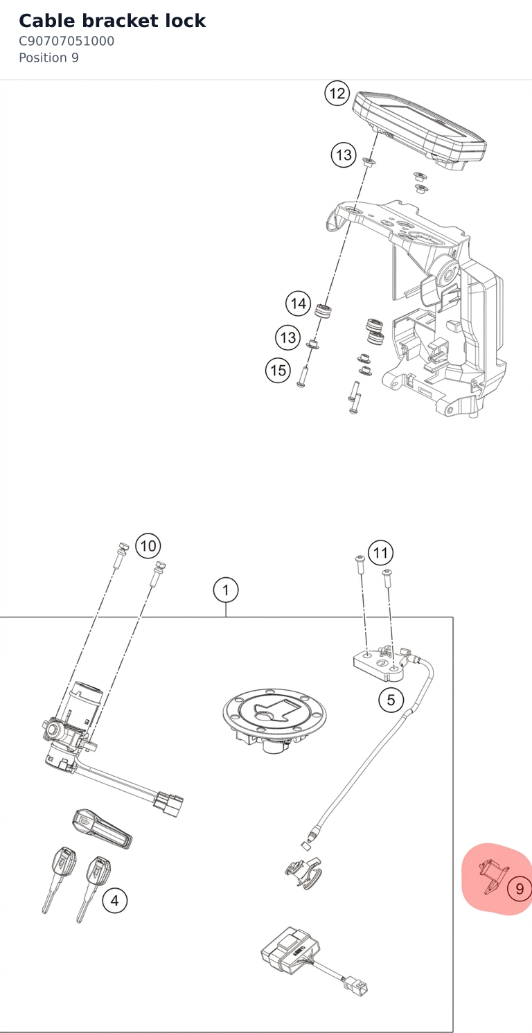 Diagram preview: Cable bracket lock (C90707051000)