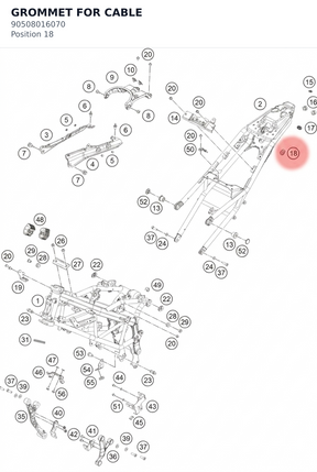 Diagram preview: GROMMET FOR CABLE (90508016070)