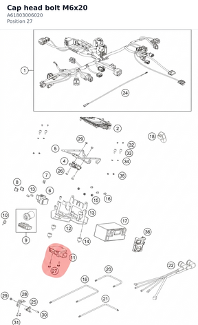 Diagram preview: Cap head bolt M6x20 (A61803006020)