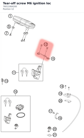 Diagram preview: Tear-off screw M6 ignition loc (76011064200)