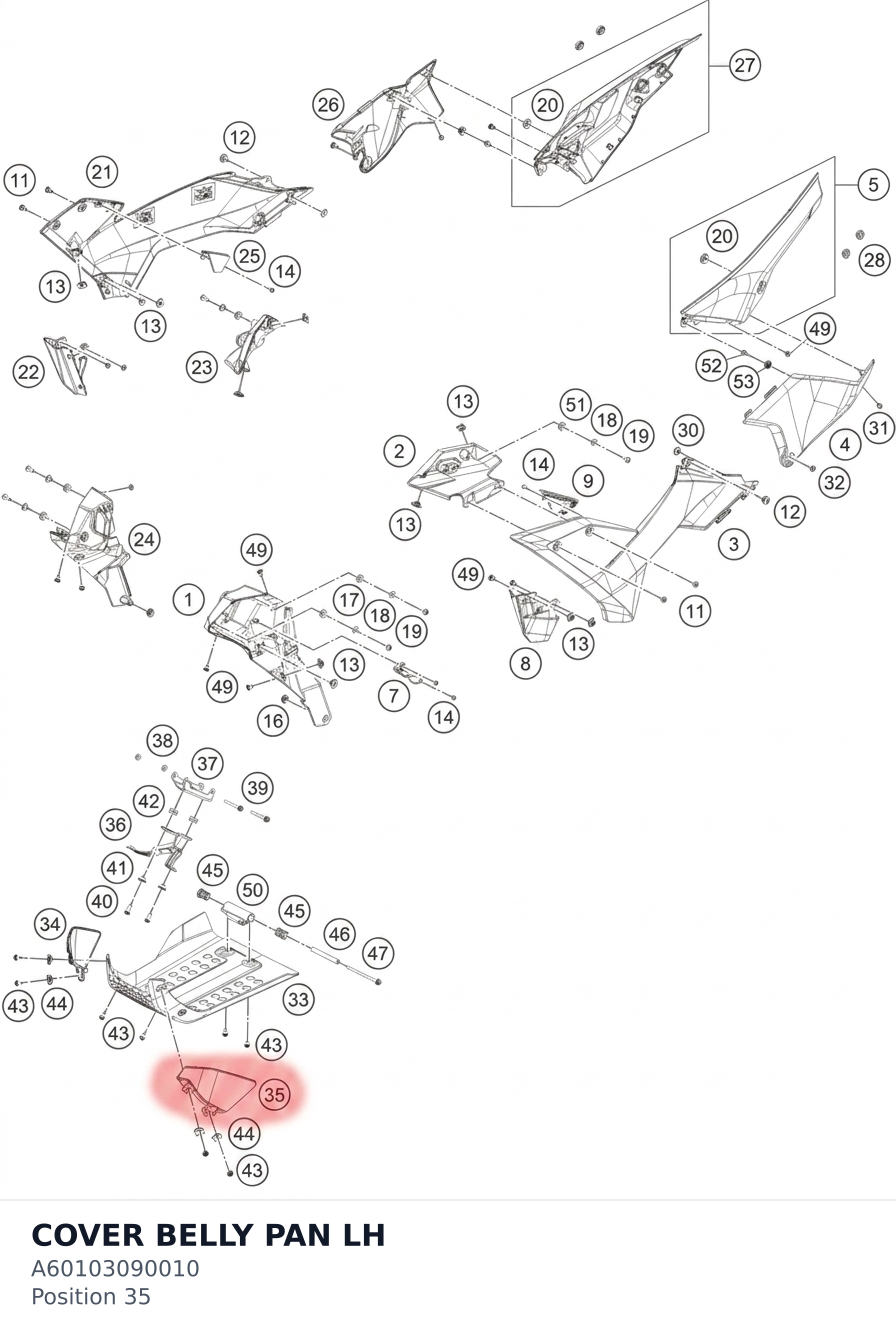 Diagram preview: COVER BELLY PAN LH (A60103090010)