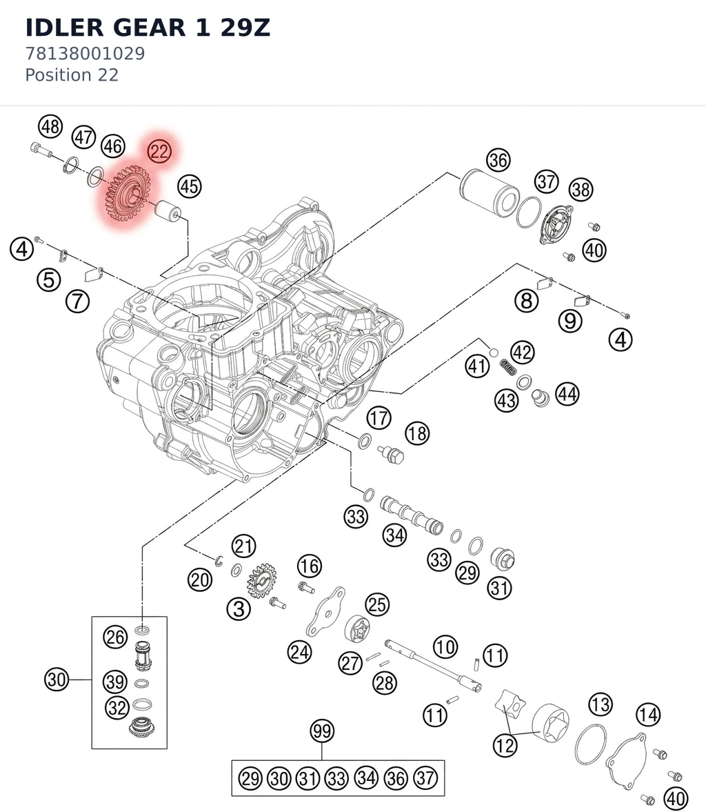 Diagram preview: IDLER GEAR 1   29Z (78138001029)