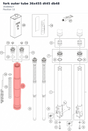 Diagram preview: fork outer tube 36x455 dt45 db48 (35480627)