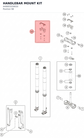 Diagram preview: HANDLEBAR MOUNT KIT (A49001039010)