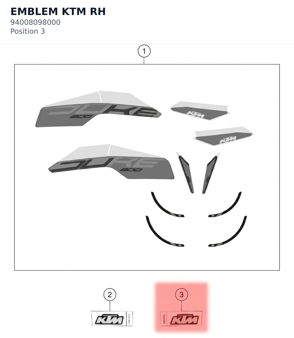 Diagram preview: EMBLEM KTM RH (94008098000)