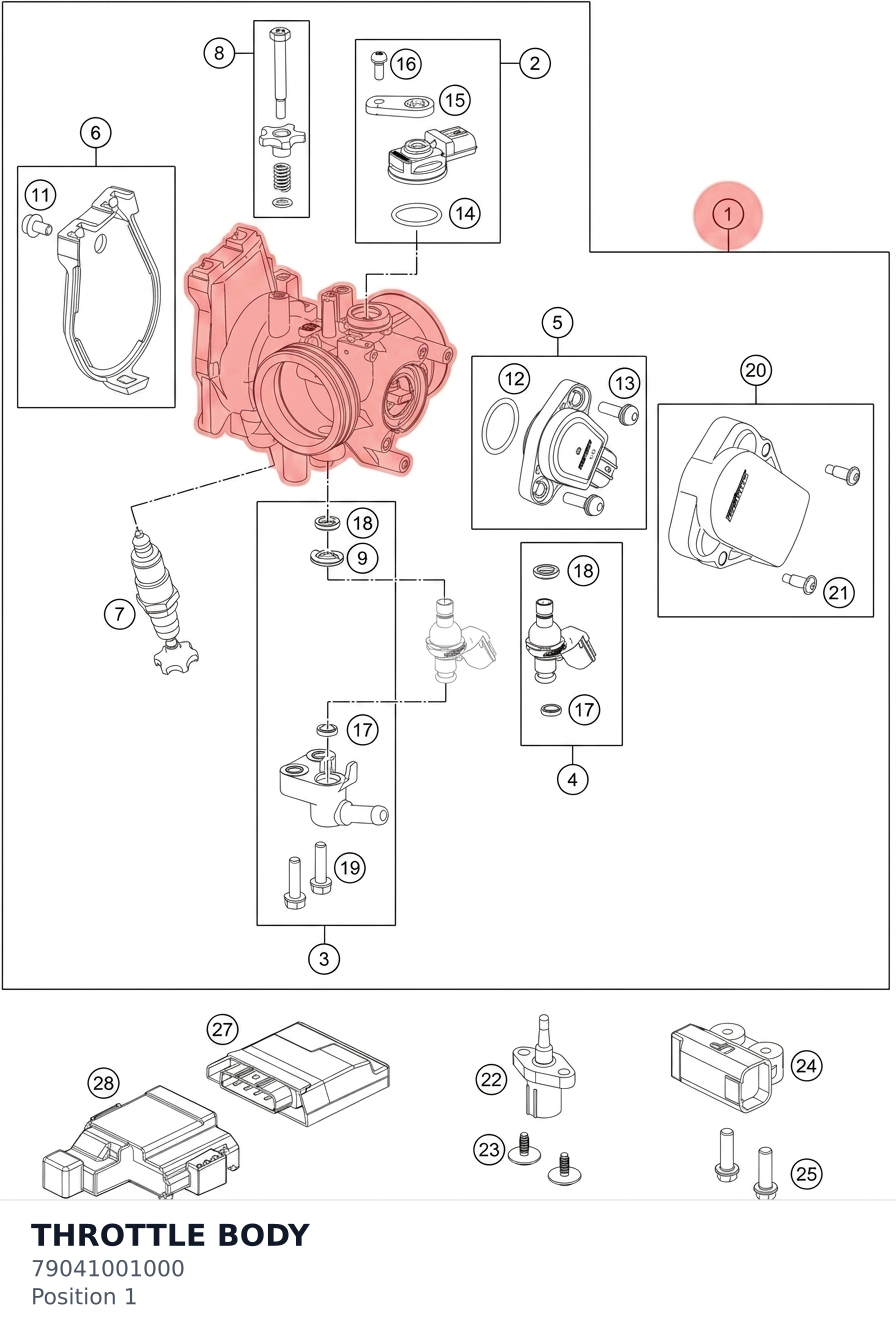 Diagram preview: THROTTLE BODY (79041001000)