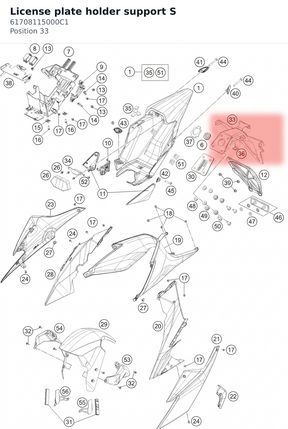 Diagram preview: License plate holder support S (61708115000C1)