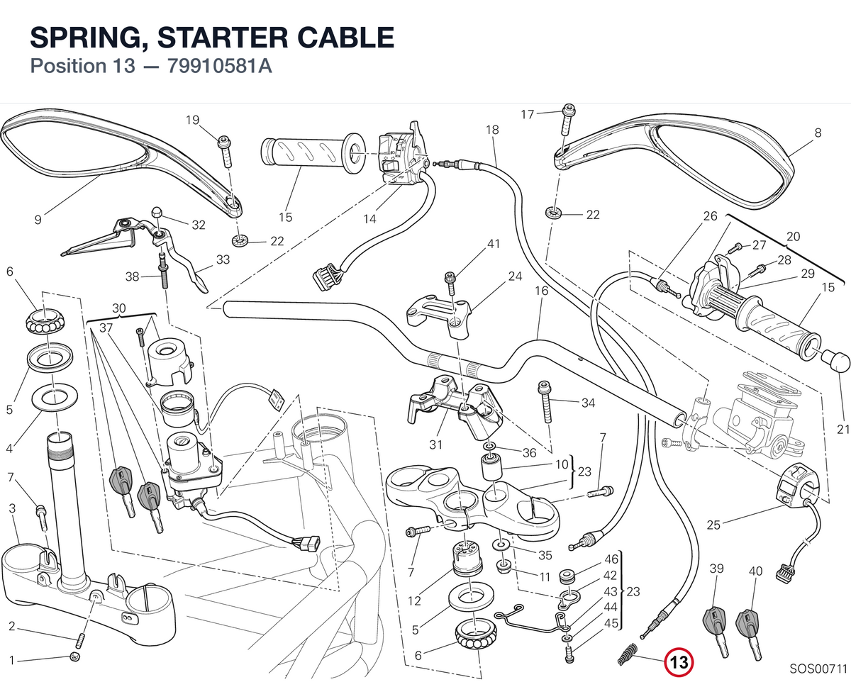 SPRING, STARTER CABLE 79910581A diagram position