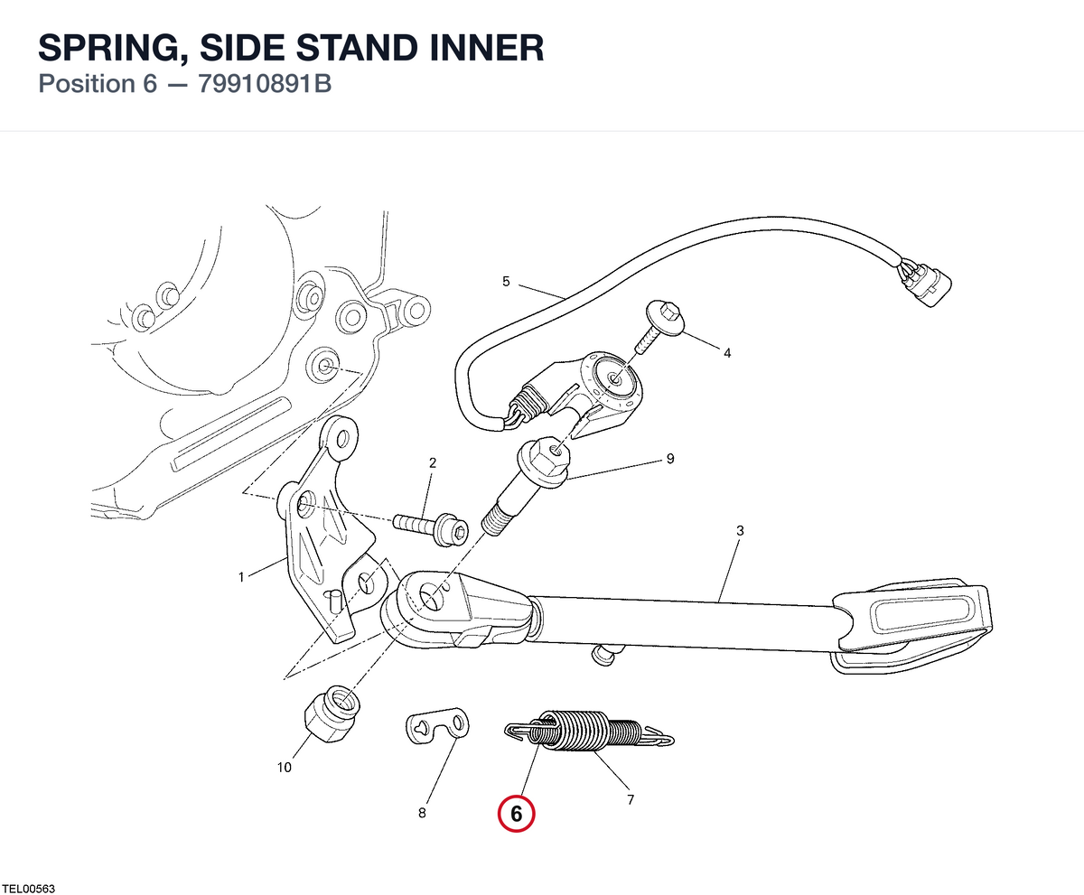 SPRING, SIDE STAND INNER 79910891B diagram position