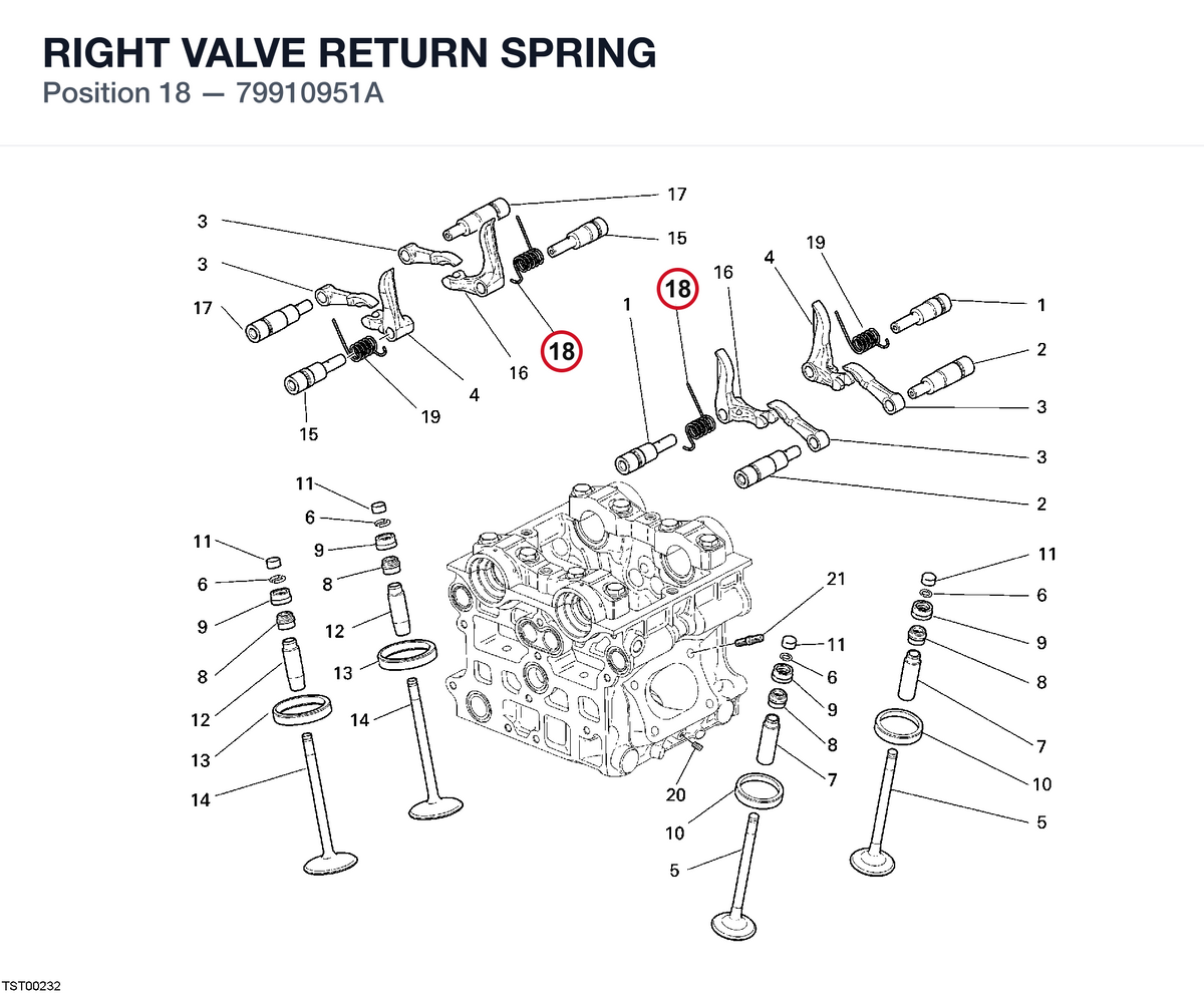 RIGHT VALVE RETURN SPRING 79910951A diagram position