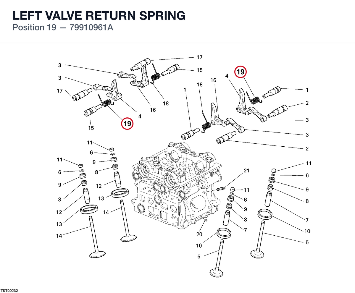 LEFT VALVE RETURN SPRING 79910961A diagram position