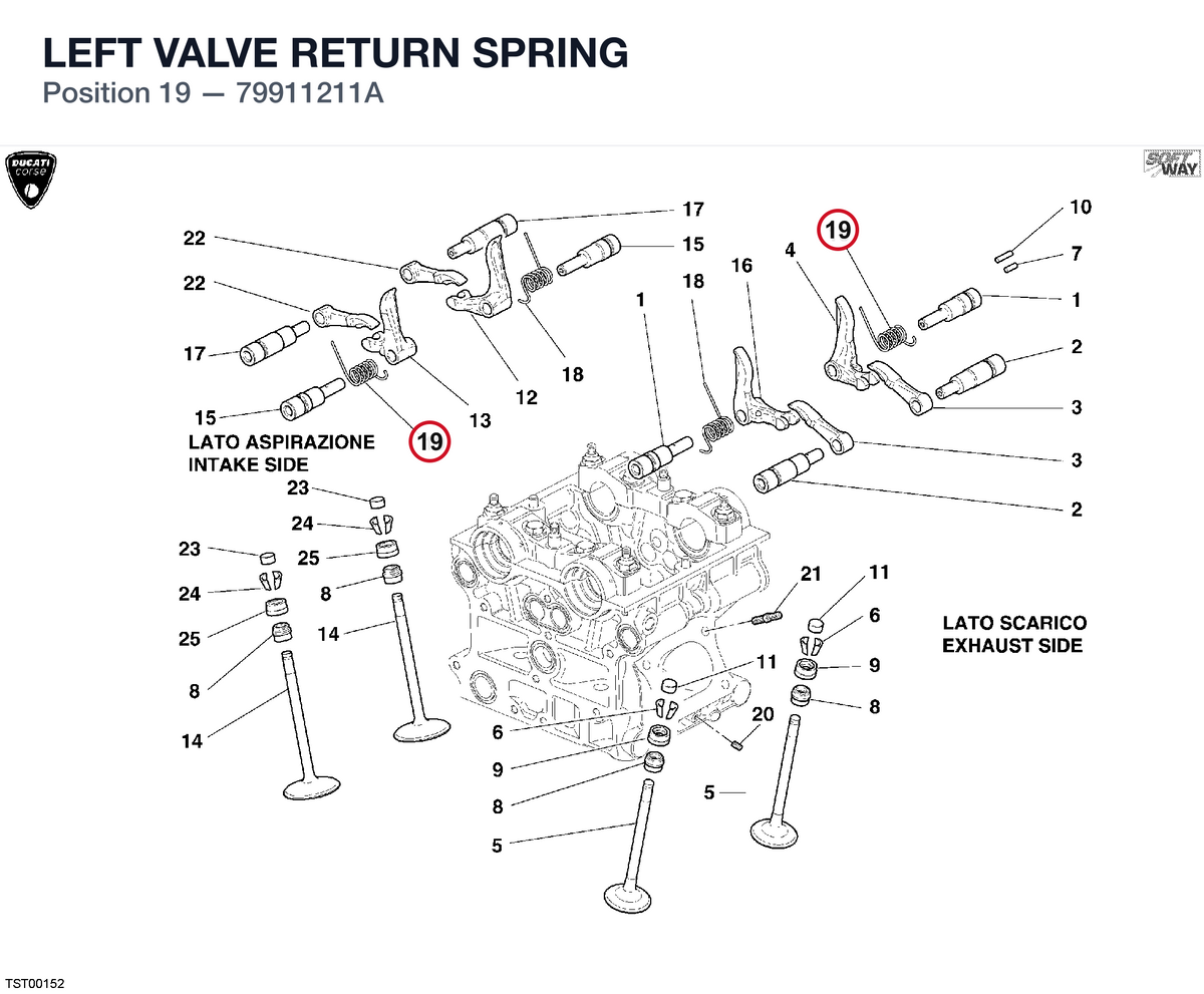 LEFT VALVE RETURN SPRING 79911211A diagram position