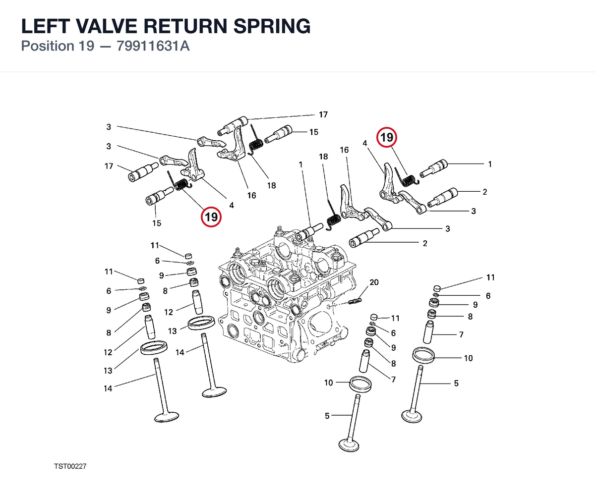 LEFT VALVE RETURN SPRING 79911631A diagram position