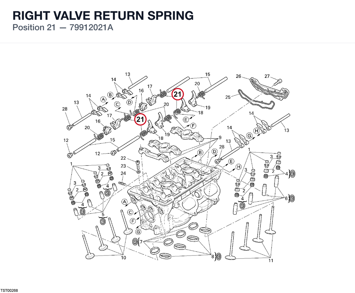 RIGHT VALVE RETURN SPRING 79912021A diagram position