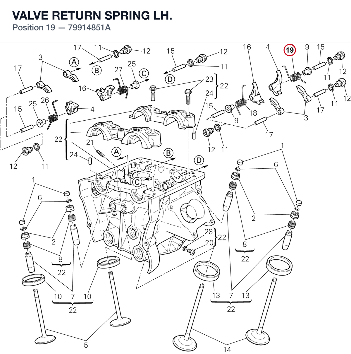 VALVE RETURN SPRING LH. 79914851A diagram position