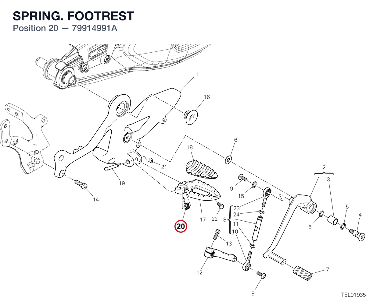 SPRING. FOOTREST 79914991A diagram position