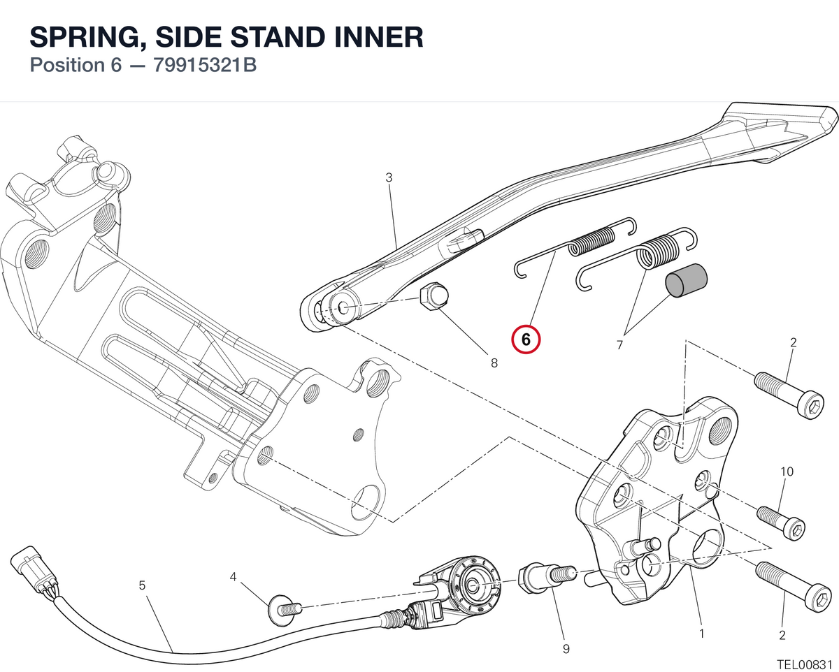 SPRING, SIDE STAND INNER 79915321B diagram position