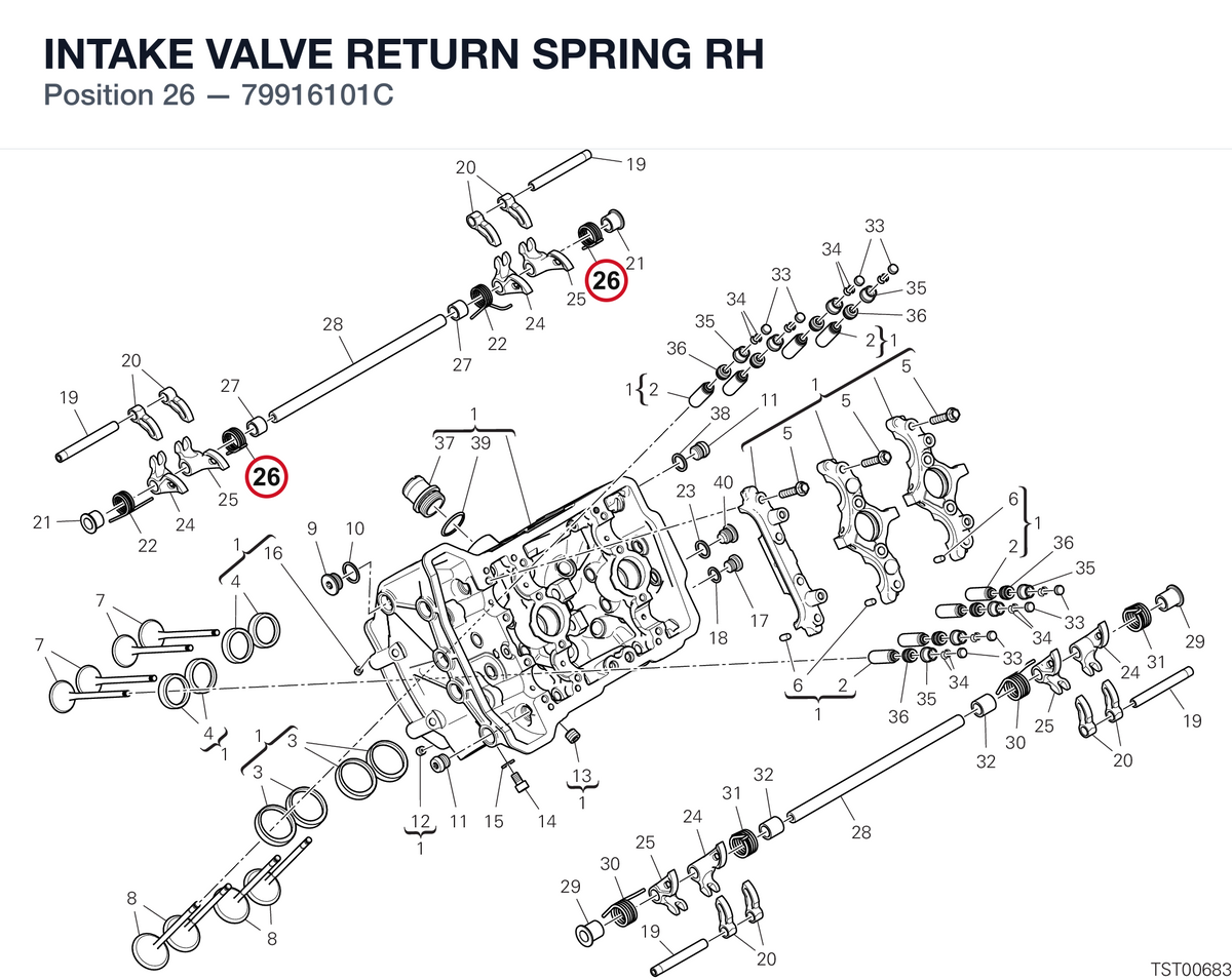 INTAKE VALVE RETURN SPRING RH 79916101C diagram position