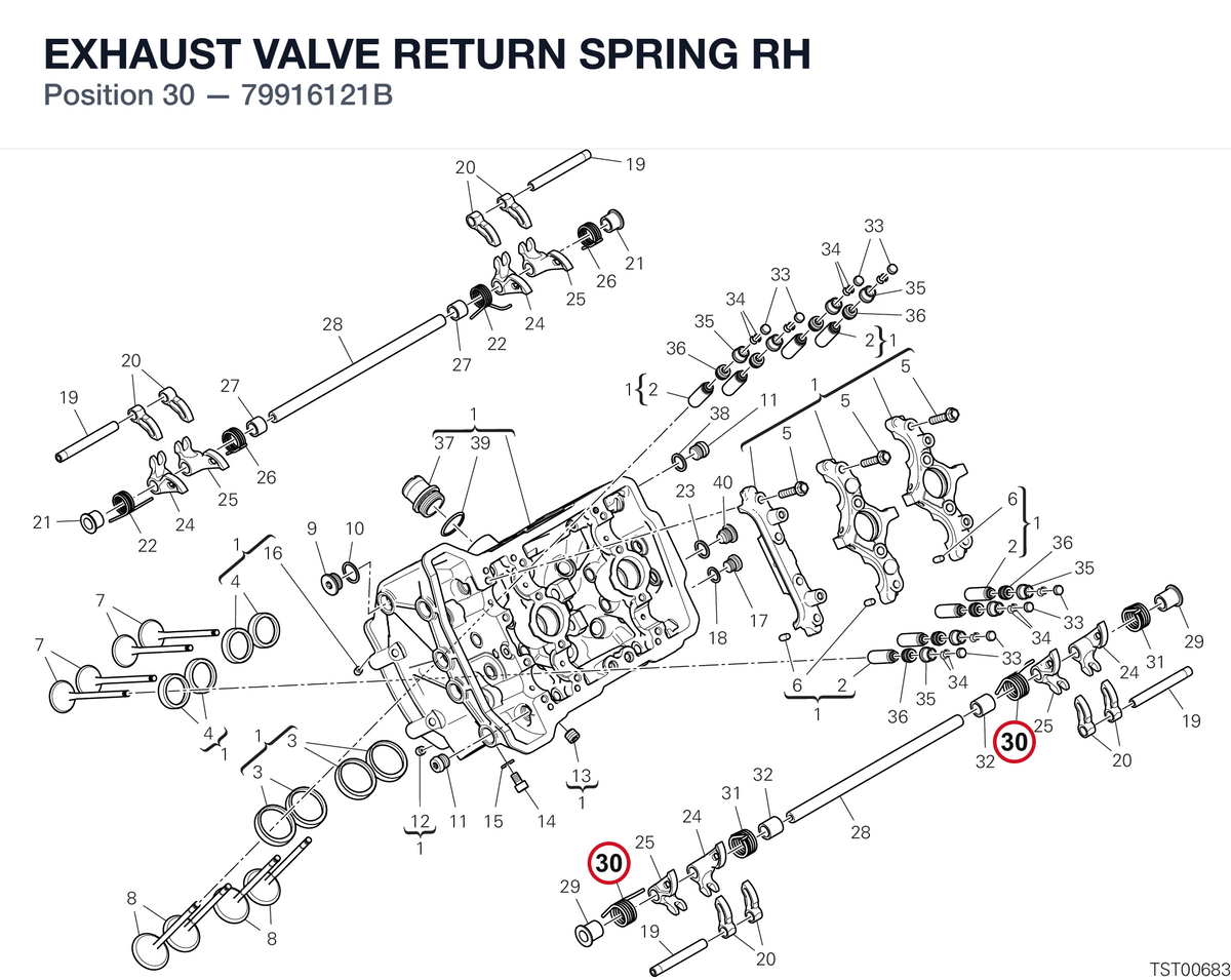 EXHAUST VALVE RETURN SPRING RH 79916121B diagram position