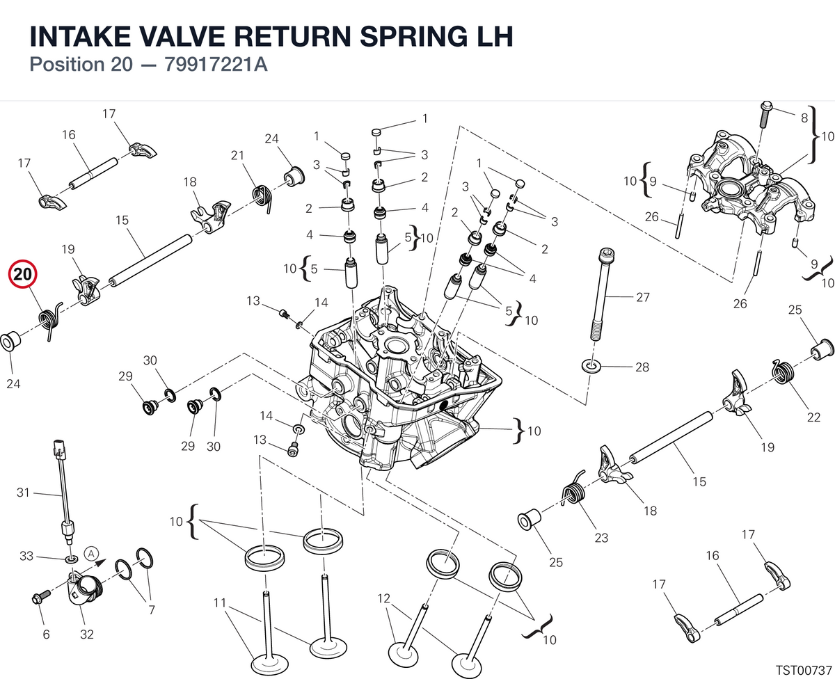 INTAKE VALVE RETURN SPRING LH 79917221A diagram position