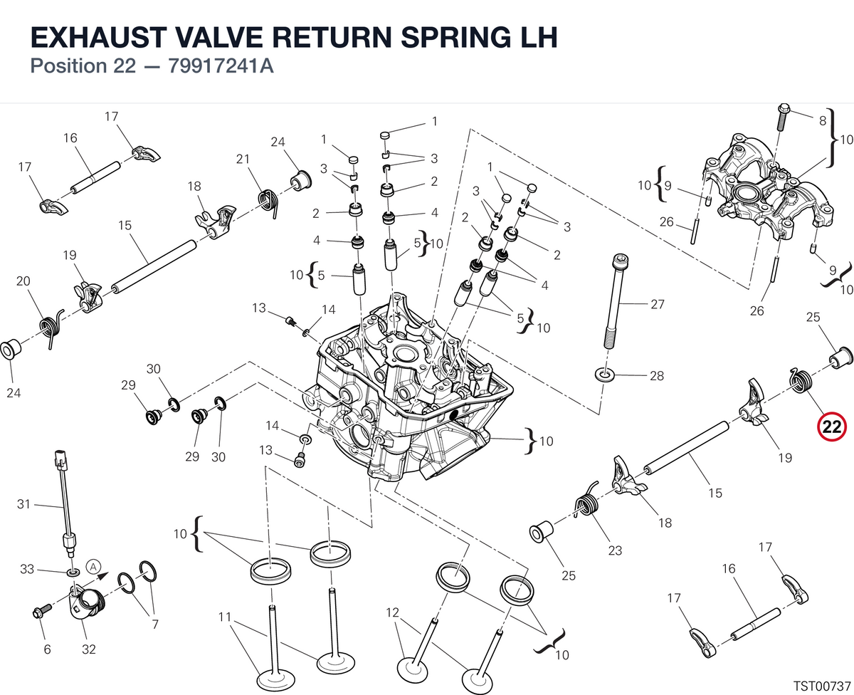 EXHAUST VALVE RETURN SPRING LH 79917241A diagram position
