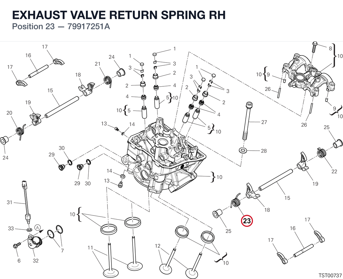 EXHAUST VALVE RETURN SPRING RH 79917251A diagram position