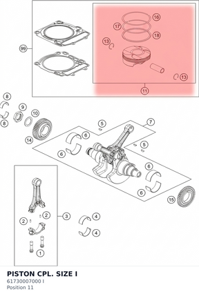 Diagram preview: PISTON CPL. SIZE I (61730007000 I)