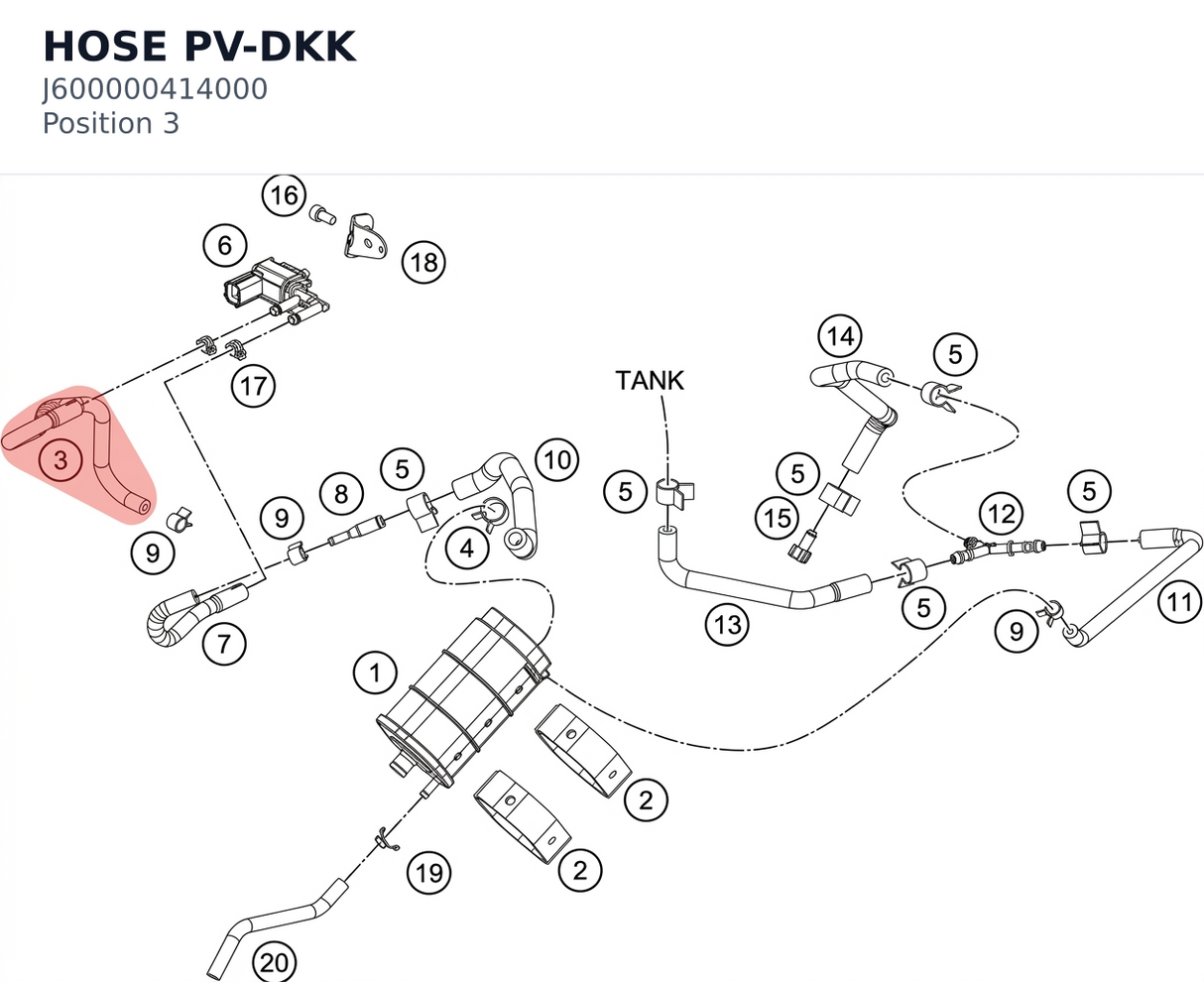 Diagram preview: HOSE PV-DKK (J600000414000)