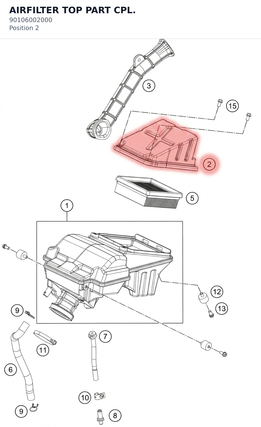 Diagram preview: AIRFILTER TOP PART CPL. (90106002000)