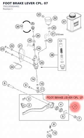 Diagram preview: FOOT BRAKE LEVER CPL.       07 (7501305004401)