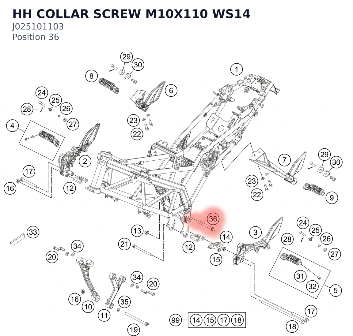 Diagram preview: HH COLLAR SCREW M10X110 WS14 (J025101103)