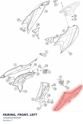 Diagram preview: FAIRING, FRONT, LEFT (76908060000EBA)