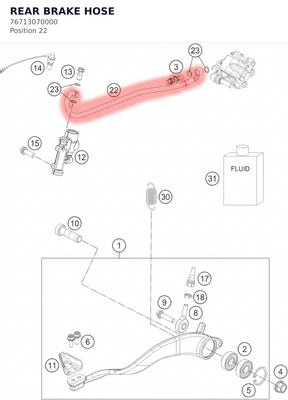 Diagram preview: REAR BRAKE HOSE (76713070000)