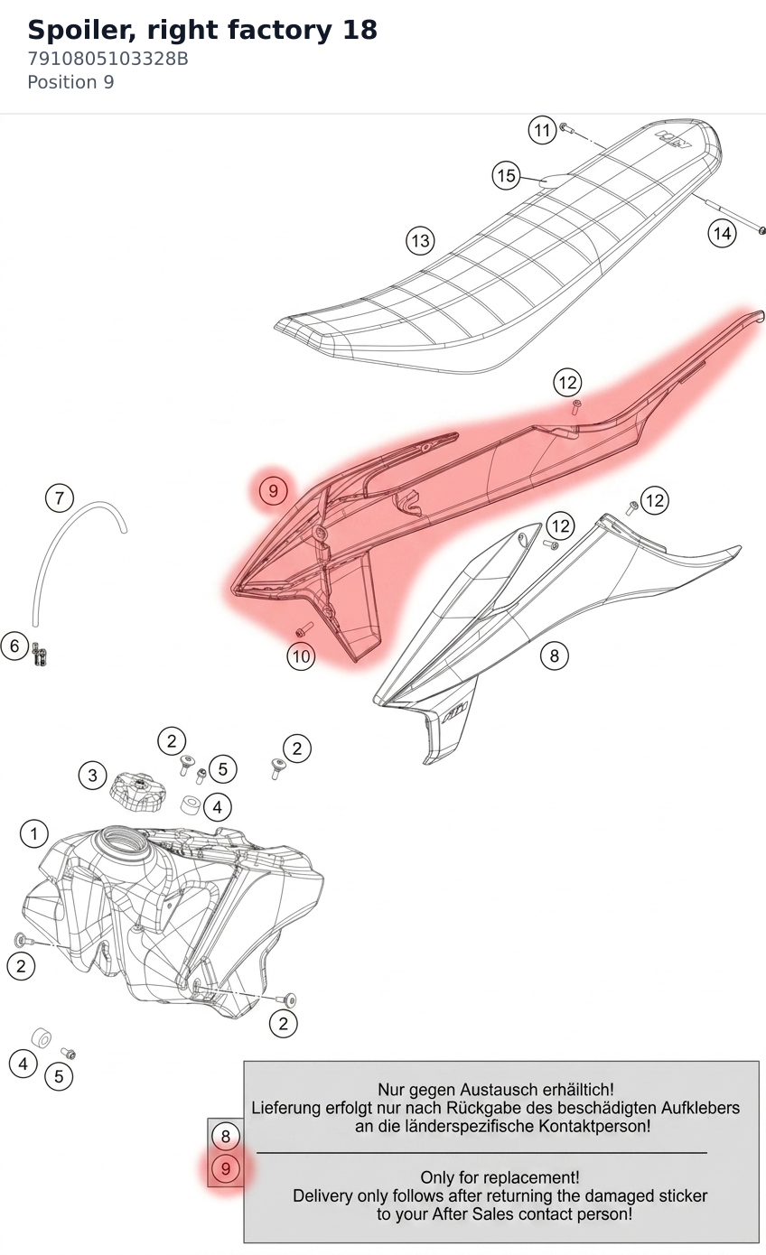 Diagram preview: Spoiler, right factory 18 (7910805103328B)