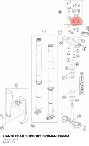 Diagram preview: HANDLEBAR SUPPORT D28MM-H36MM (79001039136)