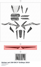 Diagram preview: Sticker set 250 EXC-F SixDays 2019 (79608298003)