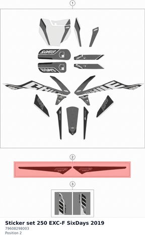 Diagram preview: Sticker set 250 EXC-F SixDays 2019 (79608298003)