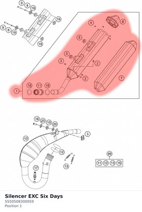 Diagram preview: Silencer EXC Six Days (5550508300059)