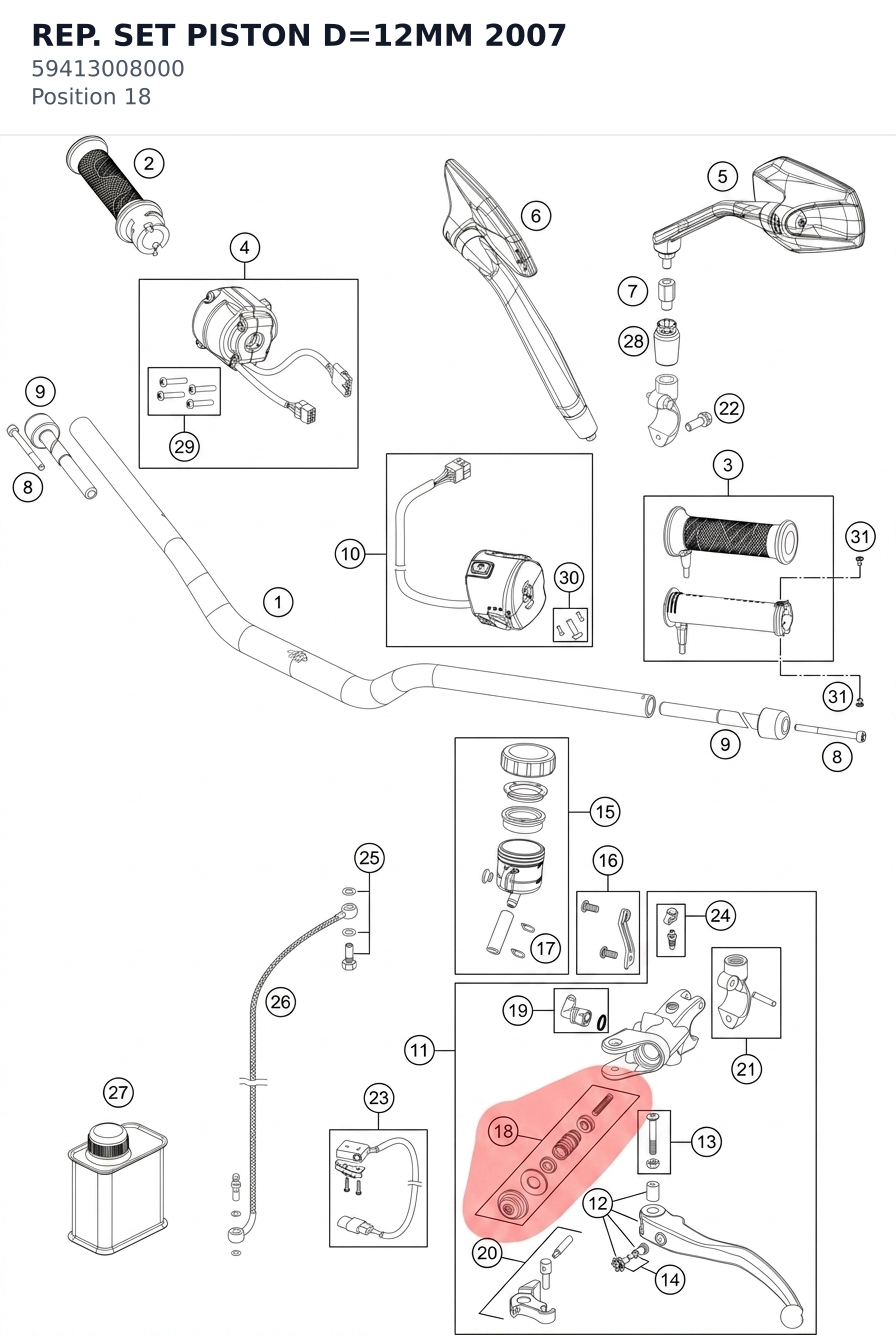 Diagram preview: REP. SET PISTON D=12MM 2007 (59413008000)