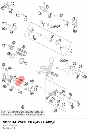 Diagram preview: SPECIAL WASHER 6,4X21,4X2,6 (69034041000)